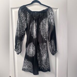 Poleci silk Black and White Textured Dress 4